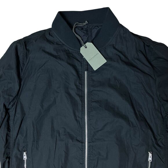 AllSaints Jacket Mens XL Black Bassett Bomber Nylon Zip Lightweight Streetwear - Picture 1 of 13